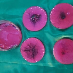 Pink Resin Coasters Set